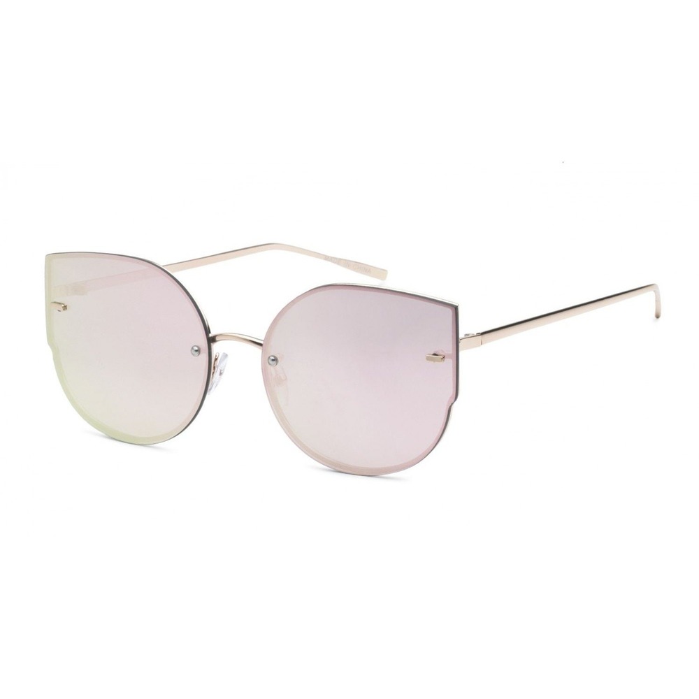 Rimless Cat Eye Sunglasses Women Fashion Mirrored Lens Pink Gold Lentes Gafas